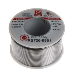 RS PRO 1.27 mm Lead Solder Wire, 60/40 Tin-Lead, 183 °C Melting Point 756-8881