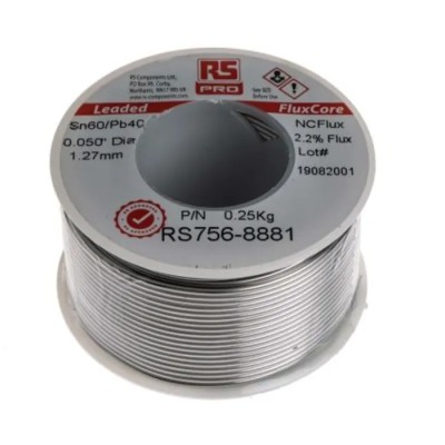 RS PRO 1.27 mm Lead Solder Wire, 60/40 Tin-Lead, 183 °C Melting Point 756-8881