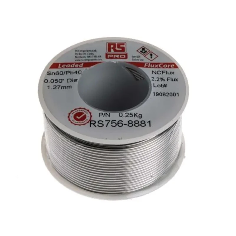 RS PRO 1.27 mm Lead Solder Wire, 60/40 Tin-Lead, 183 °C Melting Point 756-8881