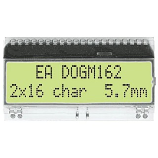 Display Visions EA DOG Alphanumeric LED LCD Monochrome Display, Yellow Green on Black, 2 x 16 EA DOGM162E-A