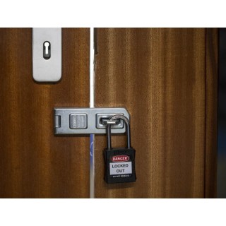 RS PRO Black 1-Lock Safety Lockout Padlock Steel, Nylon Body, 6.35mm Shackle Diameter 196-3756