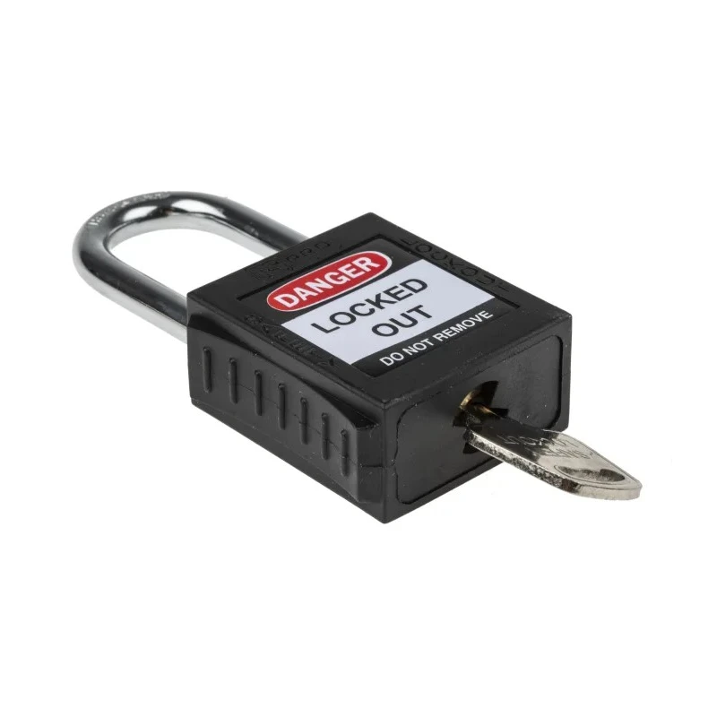 RS PRO Black 1-Lock Safety Lockout Padlock Steel, Nylon Body, 6.35mm Shackle Diameter 196-3756