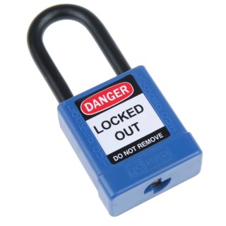 RS PRO Blue 1-Lock Safety Lockout Padlock Nylon, Aluminium, Shackle 6.35 mm 196-3764