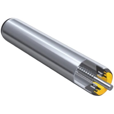 Interroll Zinc Plated Round Conveyor Roller Spring Loaded 40 mm Diameter x 750 mm Length, Mild Steel RD-17W1JF4EAB RL750