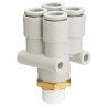 SMC Polybutylene Pneumatic Fitting R 1/4 in Thread, 6mm Push-in Tube Connection, 45° Angle, Nickel Finish KQ2UD06-02AS