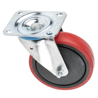 RS PRO Polyurethane Tyred Swivel Castor, Heavy Duty, 130 kg Load Capacity, 125 mm Wheel Diameter, Zinc Plated Body 196-5188