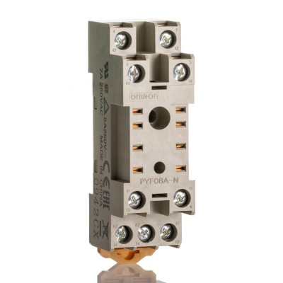 Omron 8 Way 250V AC DIN Rail Relay Socket for Use with MY2IN Series Power Relays PYF08A-N