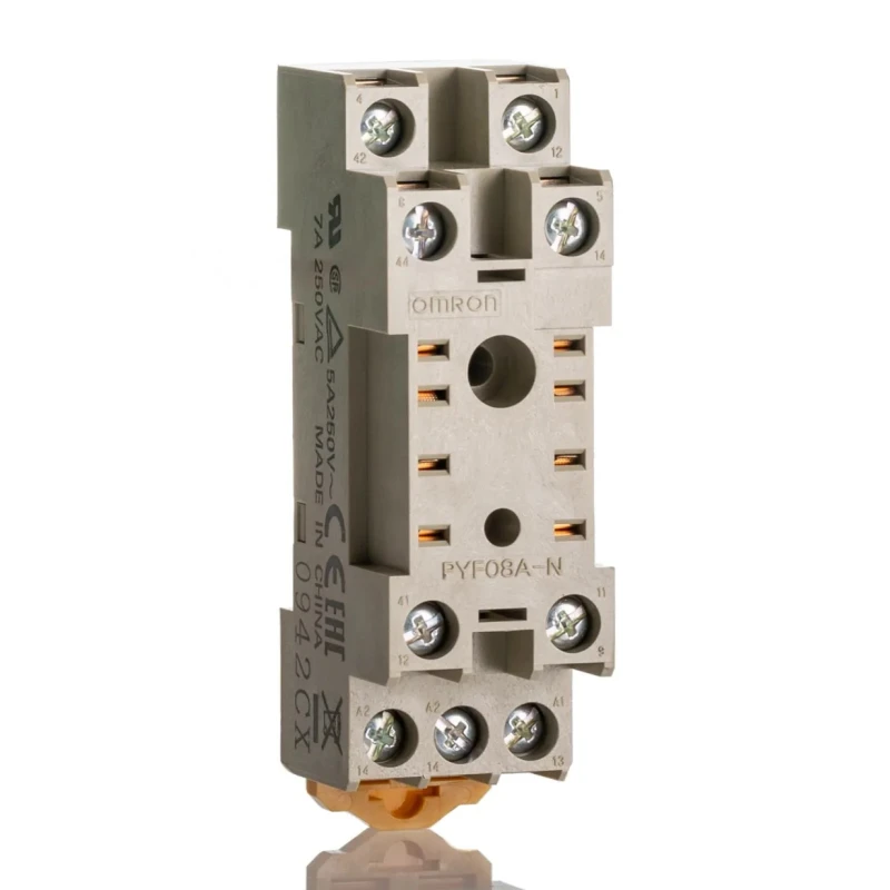 Omron 8 Way 250V AC DIN Rail Relay Socket for Use with MY2IN Series Power Relays PYF08A-N