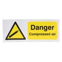 RS PRO Self-Adhesive Vinyl Hazard Warning Sign Danger Compressed Air 250mm x 100mm 763-1579