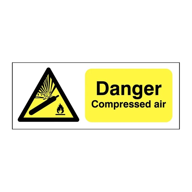 RS PRO Self-Adhesive Vinyl Hazard Warning Sign Danger Compressed Air 250mm x 100mm 763-1579