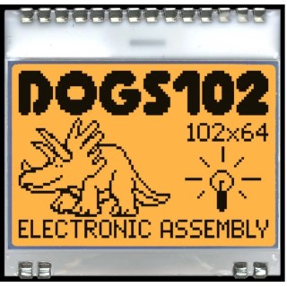 Display Visions Graphic LCD Monochrome Display, 102 x 64 Pixel, Amber LED Backlight, I2C/SPI Interface EA DOGS102W-6