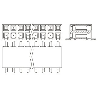 Samtec Right Angle Surface PCB Socket 4-Contact 2 Row 2.54 mm Pitch Solder SSM-102-L-DH