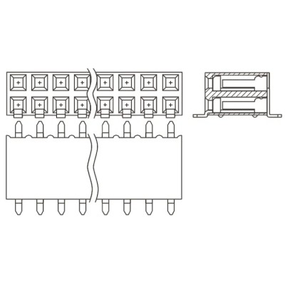 Samtec Right Angle Surface PCB Socket 4-Contact 2 Row 2.54 mm Pitch Solder SSM-102-L-DH