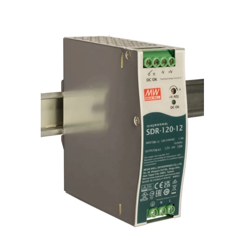 Mean Well Switched Mode DIN Rail Power Supply 12 V 10 A 120 W SDR-120-12