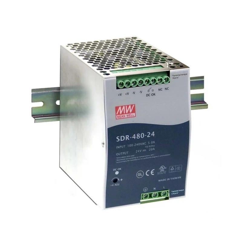 Mean Well SDR Switched Mode DIN Rail Power Supply 480W 48V DC 10A Output SDR-480P-48