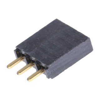 Samtec PCB Socket, 3 Contacts, 1 Row, 2.54 mm Pitch, Phosphor Bronze Contact Material, Gold Plated, 6.9A SSW-103-01-G-S