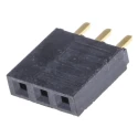 Samtec PCB Socket, 3 Contacts, 1 Row, 2.54 mm Pitch, Phosphor Bronze Contact Material, Gold Plated, 6.9A SSW-103-01-G-S