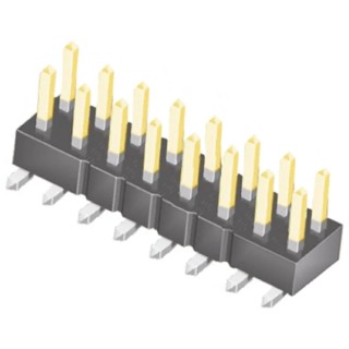 Samtec Pin Header 16 Contact 2 Row 2.54 mm Pitch Straight Surface Mount Liquid Crystal Polymer Housing Gold TSM-108-01-L-DV