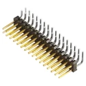 Samtec TSW Series Right Angle Through Hole Pin Header, 32 Contacts, 2.54 mm Pitch, 2 Row, Unshrouded TSW-116-08-L-D-RA