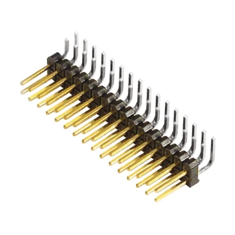 Samtec TSW Series Right Angle Through Hole Pin Header, 32 Contacts, 2.54 mm Pitch, 2 Row, Unshrouded TSW-116-08-L-D-RA