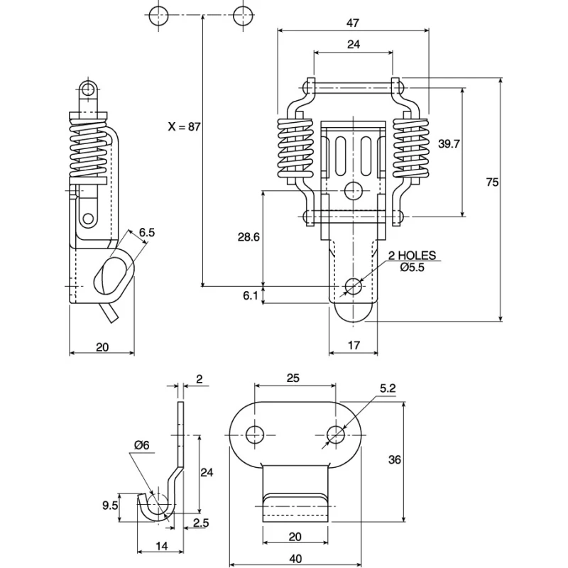 Savigny Stainless Steel Lockable Spring Loaded Toggle Latch 75 mm x 47 mm x 20 mm 40023 IB
