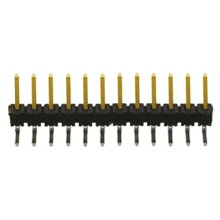 Samtec TSW Series Right Angle Through Hole Pin Header, 12 Contacts, 2.54 mm Pitch, 1 Row, Unshrouded TSW-112-08-L-S-RA