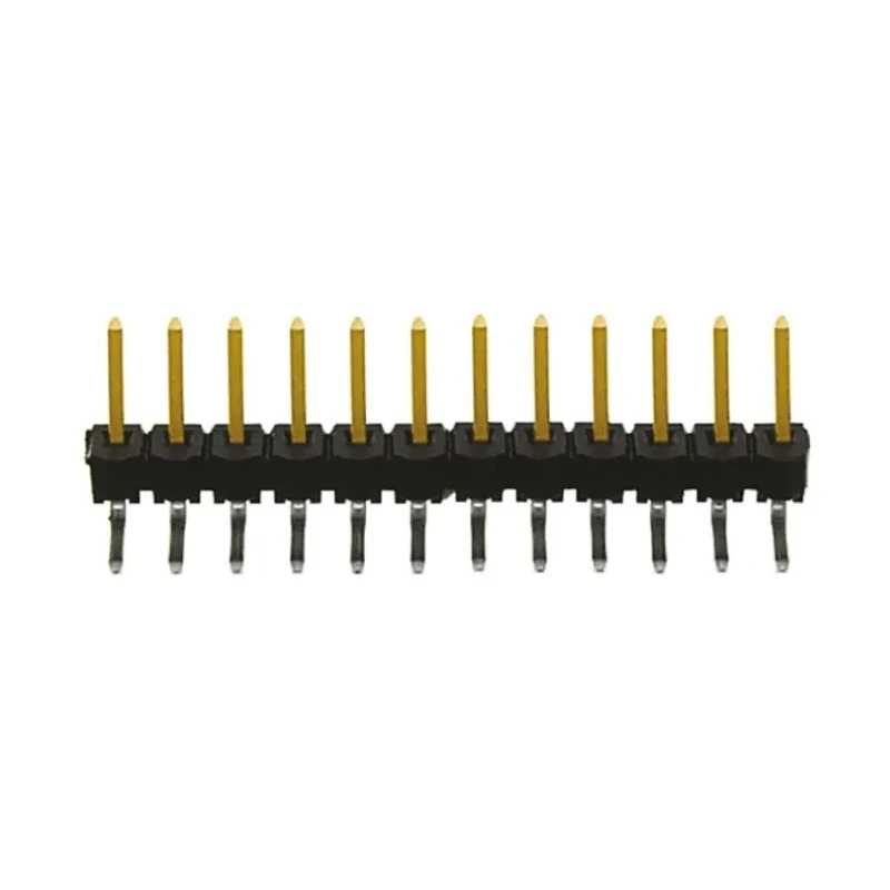 Samtec TSW Series Right Angle Through Hole Pin Header, 12 Contacts, 2.54 mm Pitch, 1 Row, Unshrouded TSW-112-08-L-S-RA