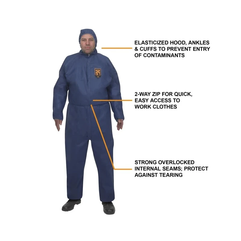 Kimberly Clark Blue Disposable Overall, Medium 104 to 112 cm Chest Size, 1.76 m Length, KleenGuard® A50 Series 96880