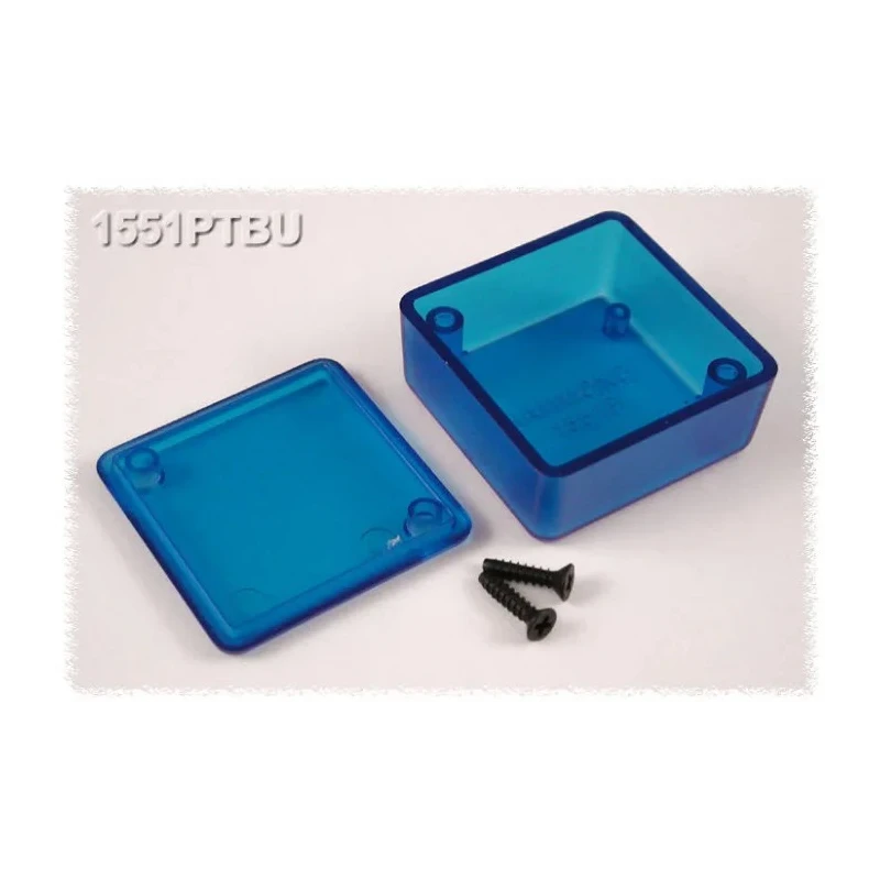 Hammond Flanged 1551 Series Translucent Blue Blue Lid ABS Enclosure IP54 20mm x 40mm x 40mm 1551PTBU
