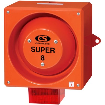 Clifford & Snell Red Sounder Beacon, 120 dB, 48V DC, IP66, Wall Bulkhead Mount, YL80/D50/R/RF/SU/WR