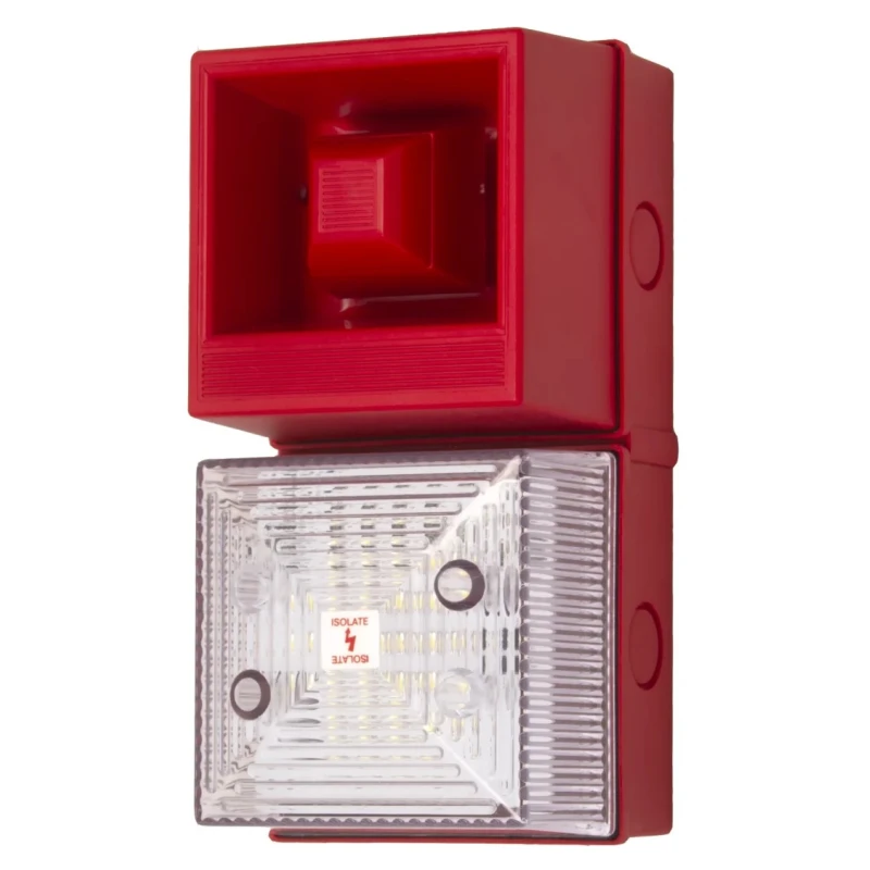 Clifford & Snell YL40 Series Clear Beacon-Sounder Combination 24V DC 108dB IP65 Surface Mount 