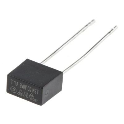 RS PRO Non-Resettable Radial Fuse 1A 250V AC Time Delay Thermoplastic TE5 Series 767-5049