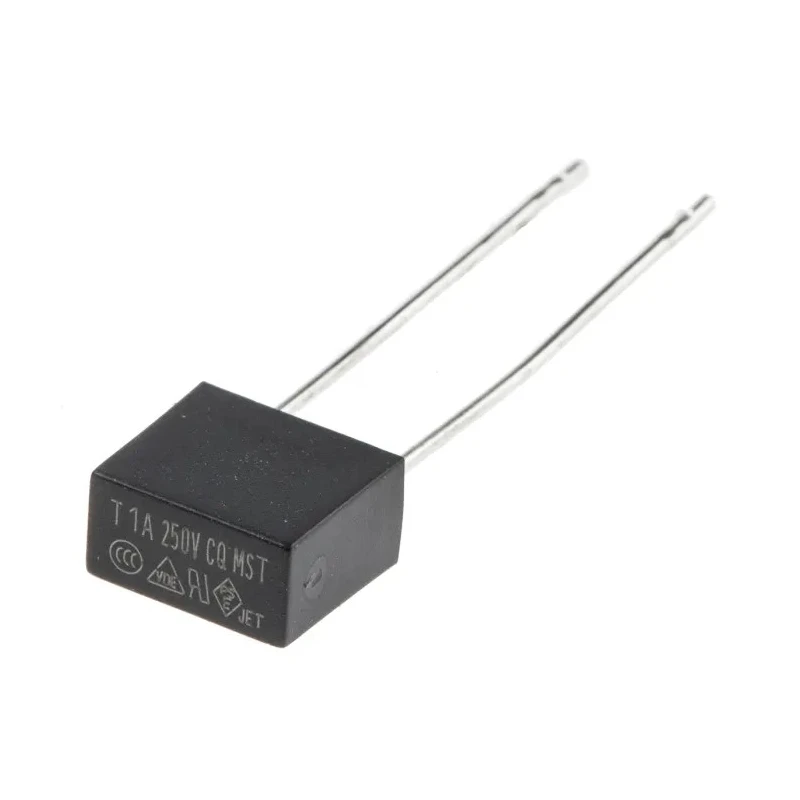 RS PRO Non-Resettable Radial Fuse 1A 250V AC Time Delay Thermoplastic TE5 Series 767-5049