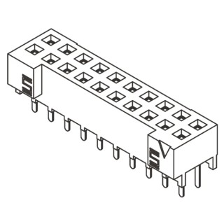 Samtec S2M Series Straight Through Hole PCB Socket 30-Contact 2 Row 2 mm Pitch Solder S2M-115-01-L-D