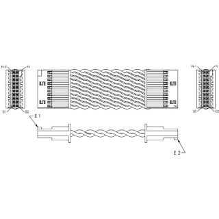 Samtec Wire to Board Cable Assembly 20 Way Female to 40 Way Female Tiger Eye SFSD, 250 mm Length SFSD-20-28-H-10.00-DR-NDX