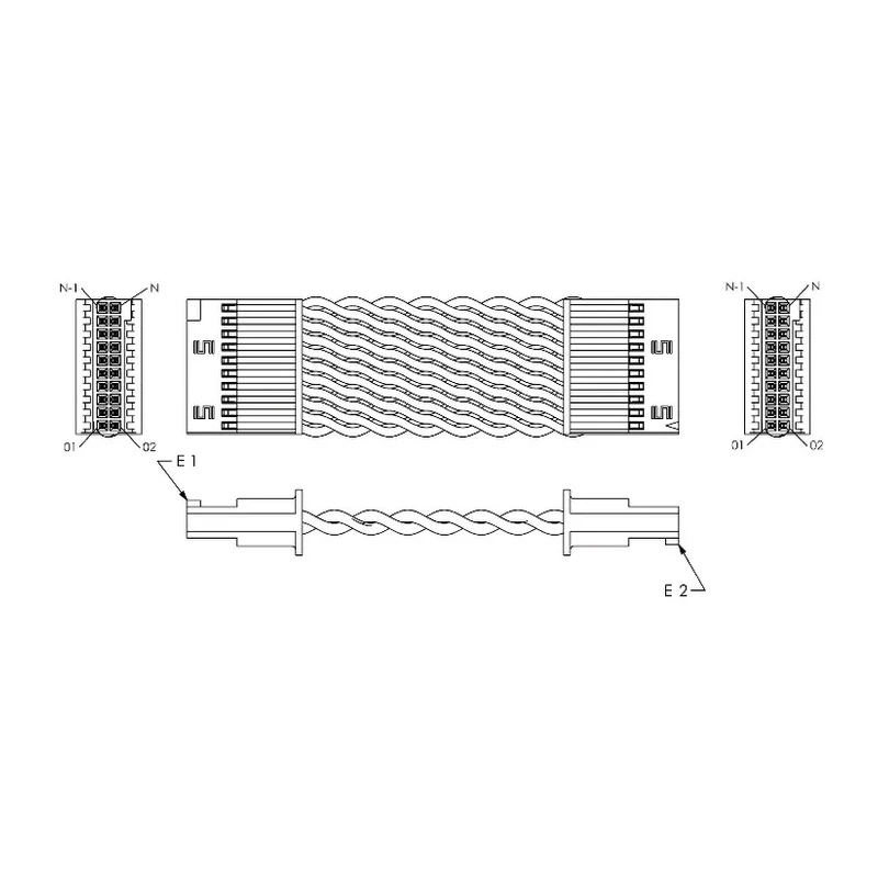 Samtec Wire to Board Cable Assembly 20 Way Female to 40 Way Female Tiger Eye SFSD, 250 mm Length SFSD-20-28-H-10.00-DR-NDX