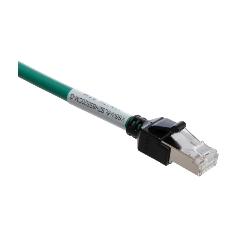 Omron XS6 Cat6a Ethernet Cable 4 Core, Green, 200 mm, Shielded Screened, Low Smoke Zero Halogen 
