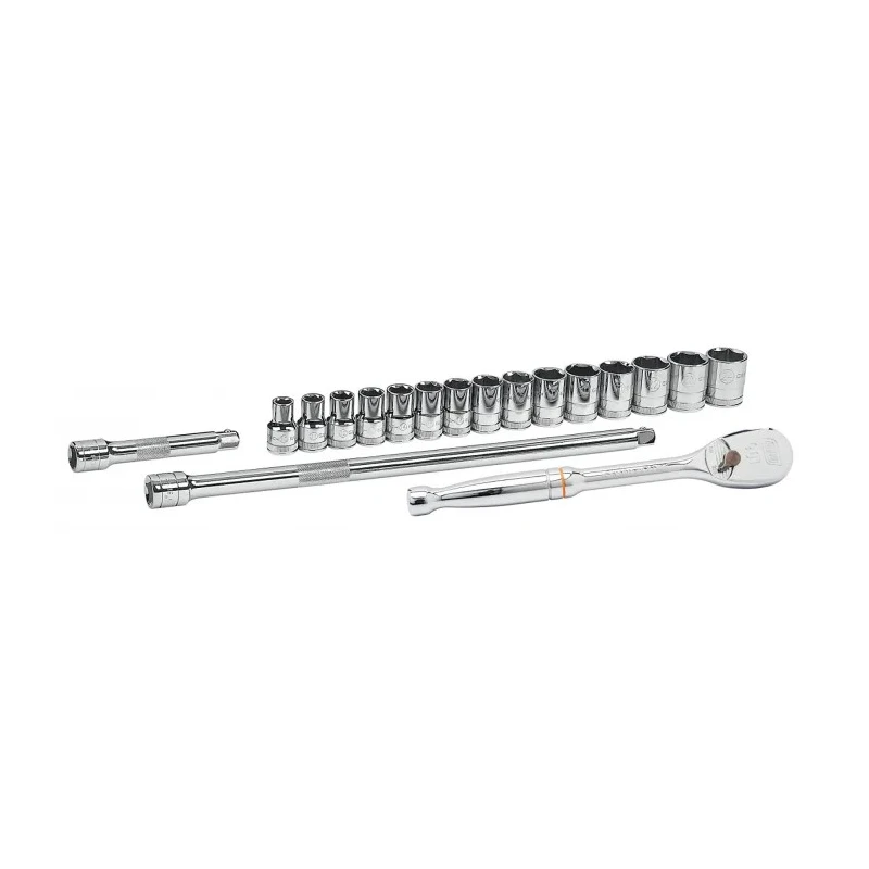 GearWrench 18-Piece 1/2 in 6 Point Drive Standard Metric Socket Set Chrome Alloy Steel 80708