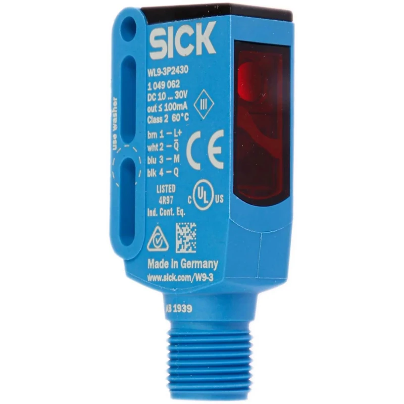 SICK Retroreflective Photoelectric Sensor Rectangular 0 to 4 m Detection Range PNP Output IP67 IP69K IP66 WL9-3P2430
