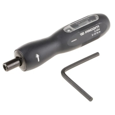 Facom Adjustable Torque Screwdriver 2 to 10 Nm, 1/4 in Drive, ±6% Accuracy A.404