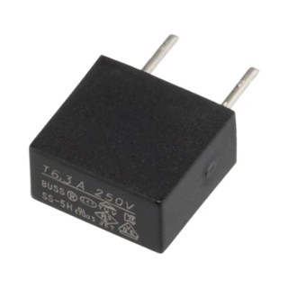 Eaton Radial Lead Time Delay Fuse 6.3A 250V AC Plastic Body SS-5H-6-3A-BK