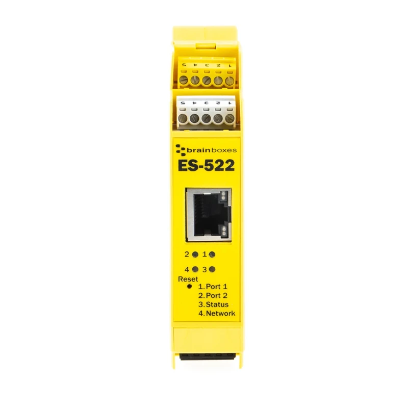 Brainboxes Serial Device Server 2 Port Ethernet to RS232/422/485, 5 to 30 V DC, 1 Mbps Baud Rate ES-522