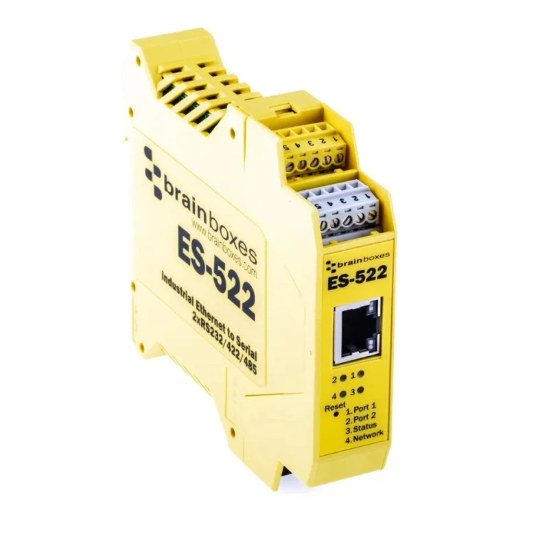 Brainboxes Serial Device Server 2 Port Ethernet to RS232/422/485, 5 to 30 V DC, 1 Mbps Baud Rate ES-522