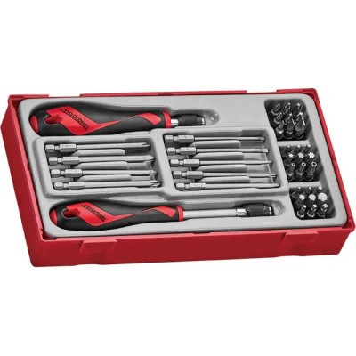 Teng Tools Screwdriver Bit Set 38 Pieces Hex, Phillips, Torx, Slotted 25 mm Drive 6.35 mm TTMDQ38