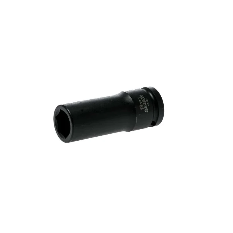 Teng Tools 18 mm 12.7 mm Drive 6 Point Impact Socket Chrome Molybdenum Steel Black Phosphate Finish 27.5mm Length 920618N