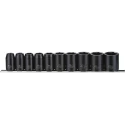 Teng Tools 10-Piece 1/2 in Drive Regular Impact Socket Set, Chrome Molybdenum Steel, Blackened Finish 9121