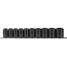 Teng Tools 10-Piece 1/2 in Drive Regular Impact Socket Set, Chrome Molybdenum Steel, Blackened Finish 9121
