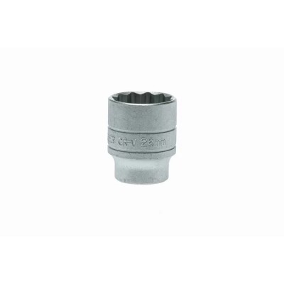 Teng Tools 1/2 in Drive 26 mm 12 Point Bi-Hexagon Socket, Satin Finish, 40mm Overall Length M120526-C
