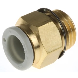 SMC Pneumatic Fitting 8mm Push-in Tube to 1/4 in Male Uni Thread Electroless Nickel Plated Brass KQ2H08-U02A