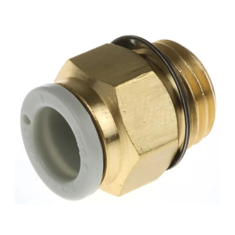 SMC Pneumatic Fitting 8mm Push-in Tube to 1/4 in Male Uni Thread Electroless Nickel Plated Brass KQ2H08-U02A